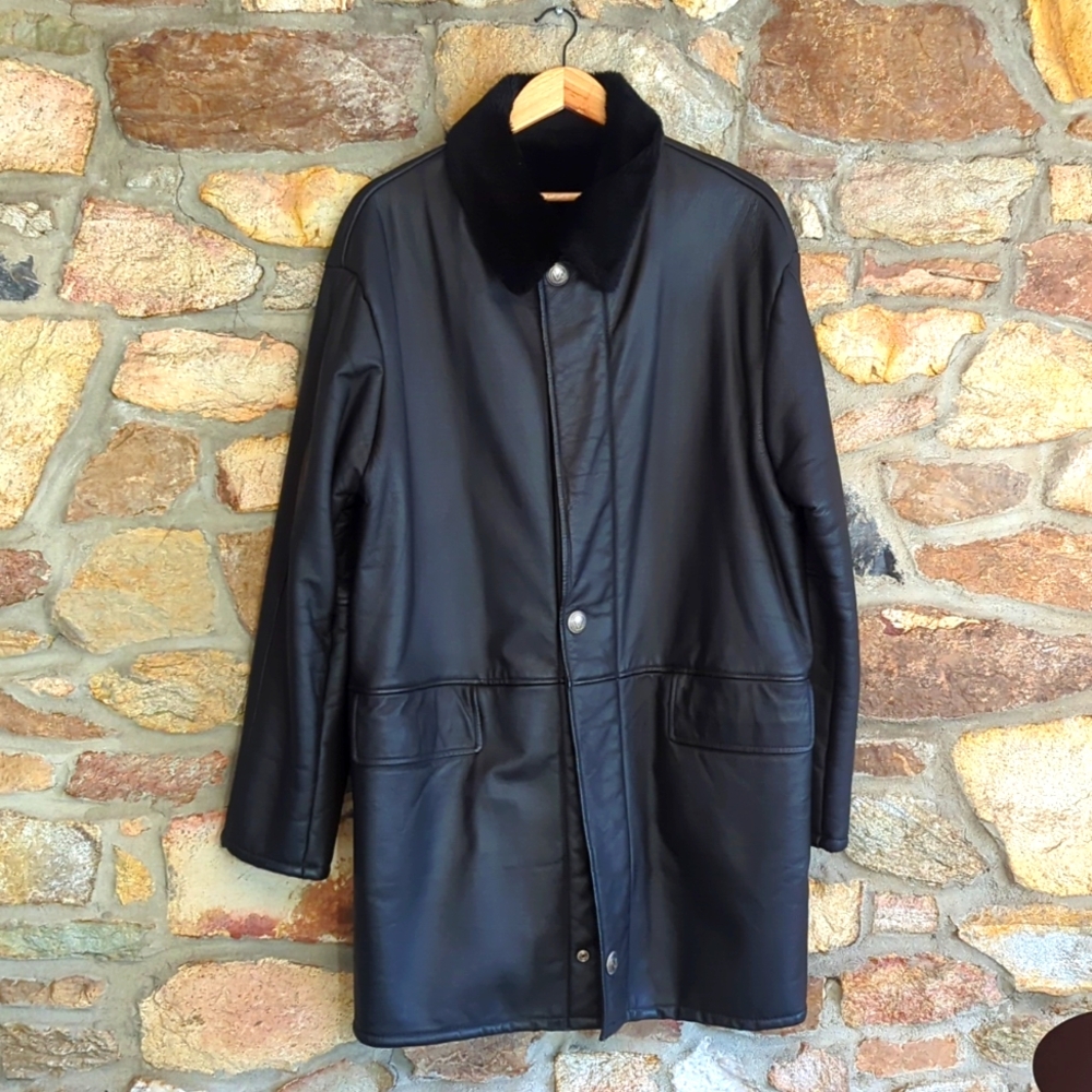 Vera Pelle 100% genuine leather black coat